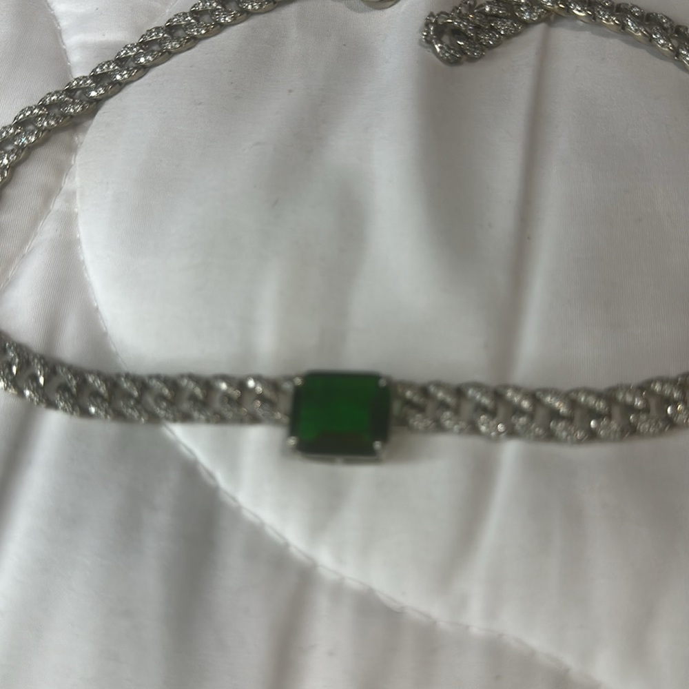 RACHEL ZOE tennis necklace with EMERALD stone - Picture 2 of 3